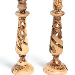Stunning Bethlehem Olive wood Pair Candle Holders, Candlesticks~ FIGURED ~ Premium Quality~  olivewood
