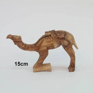 Kneeling Camel Statue carved from BETHLEHEM Olive Wood  / Figurines  6&quot; height