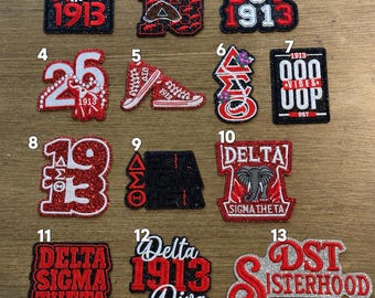 Delta Sigma Theta | DST Inspired Glitter-Embroidered Patches | 1913 Patches | Junk Hat Patches | Jacket Patches | QUICK SHIP