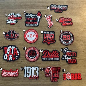 Small Black Bordered Delta Sigma Theta Inspired Embroidered Patches 1 | DST | 1913 Patches | Junk Hat Patches | Jacket Patches | QUICK SHIP