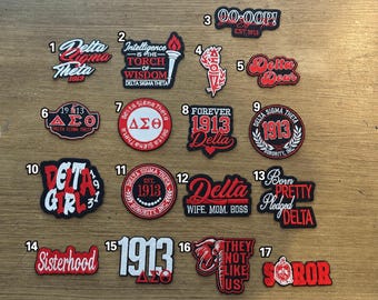 Small Black Bordered Delta Sigma Theta Inspired Embroidered Patches 1 | DST | 1913 Patches | Junk Hat Patches | Jacket Patches | QUICK SHIP