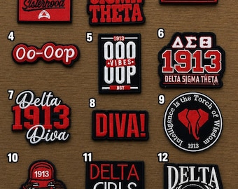 Small Black Bordered Delta Sigma Theta Inspired Embroidered Patches 2 | DST | 1913 Patches | Junk Hat Patches | Jacket Patches | QUICK SHIP