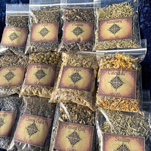 12 or 25 GRAB BAGS bundle of herbs ~ ORGANIC sustainable dried herbs / resealable bags choose your size