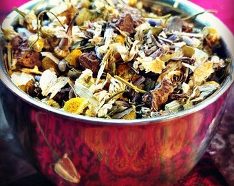 Chamomile, lavender and valerian root tea, herbal tea blend, tisane, the Z tea, herbalism