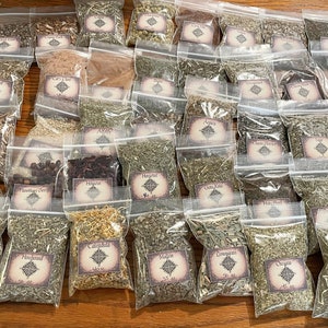 50 GRAB BAGS bundle of herbs, roots, resins ~ ORGANIC sustainable dried herbs / resealable bags choose your size