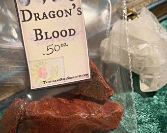 Dragon's Blood Resin, .50 oz bag, pure incense resin, all natural incense, witchcraft and rituals