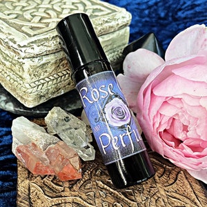 Pure Rose Perfume Oil, with rosehip seed oil, Ready to Wear Roll On, oil based perfume, witchy scents, floral scents and fragrances
