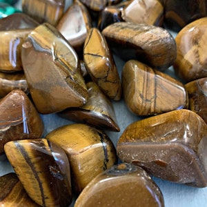 Tiger&#39;s Eye Stones, crystals, tumbled tiger eye, natural crystals and stones, grounding, safety, security, highly chatoyant,
