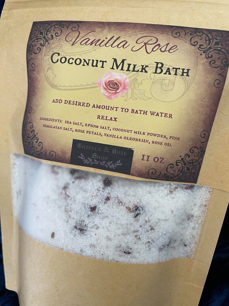 Vanilla Rose Coconut Milk Bath Salt Blend Soaking Bath With Etsy
