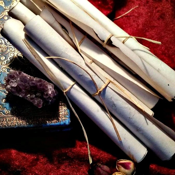 Aged Paper Scrolls, small or large, sets of scrolls, burned handmade papers, write your spells and chants, grimoire pages