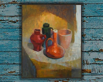 Natura morta originale ad olio su tela (40x50 cm)