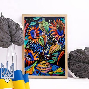 Sunflowers freedom Ukraine ukrainian downloads painting download flowers posters postcard shops of Ukraine Ukrainian artist pray for Ukraine