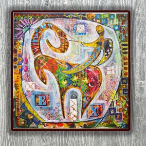 Capricorn Zodiac Painting: Mexican Folk Art on Canvas