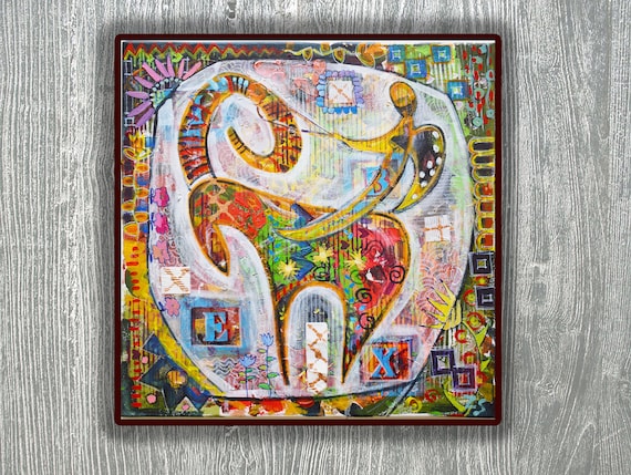 Capricorn Zodiac Painting: Mexican Folk Art on Canvas
