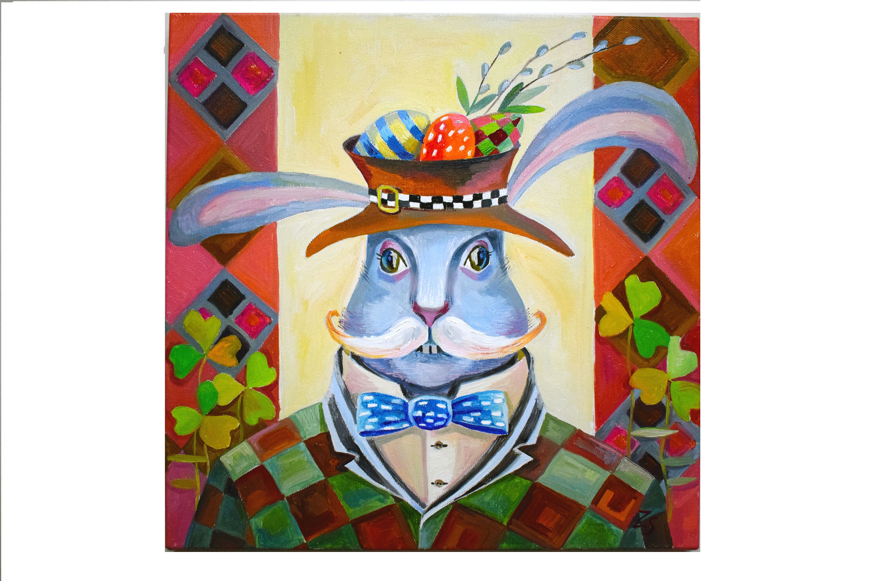 Oil painting Easter bunny Easter Gift Oil paintings on canvas Etsy