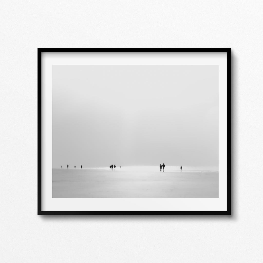 Minimalist Coastal Print: Black and White Beach, St Simons Island - Etsy