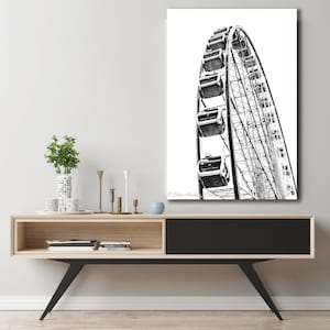 Atlanta wall decor Black and white photography print Atlanta Ferris wheel urban industrial art wall decor wall art