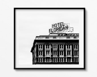 Tampa bay Florida Hotel Floridian vintage florida hotel retro hotel florida wall art vintage decor retro wall art Urban industrial wall art
