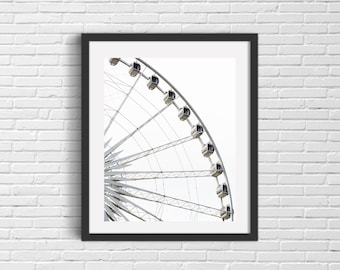 Centennial Park Ferris Wheel Print, Atlanta Black and White Wall Art