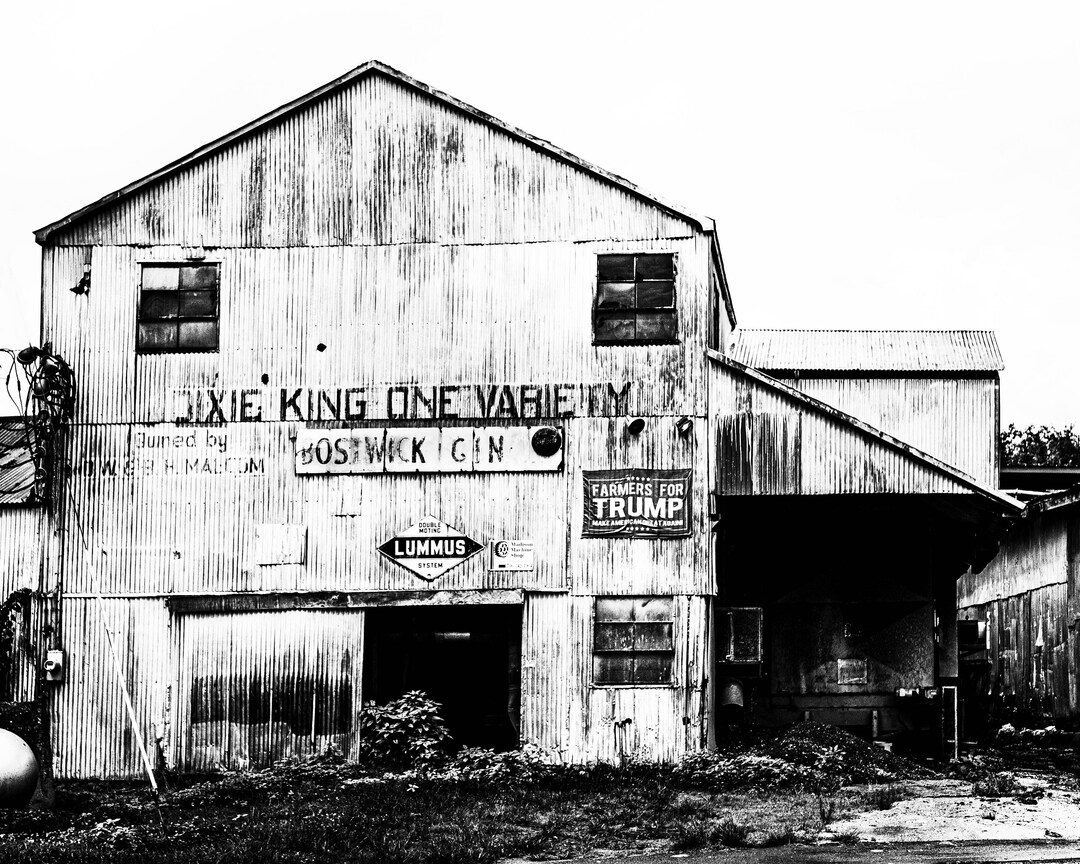 Cotton Gin Bostwick Cotton Gin Farmhouse Wall Art Canvas Print Black and White Barn