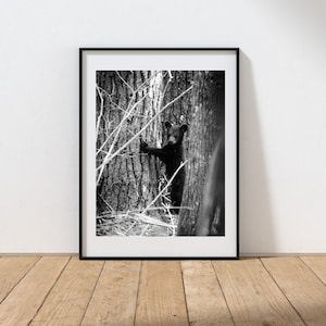 Bear print cabin wall art cabin wall décor mountains wildlife print black and white appalachia Mountain cabin décor rustic cabin nature