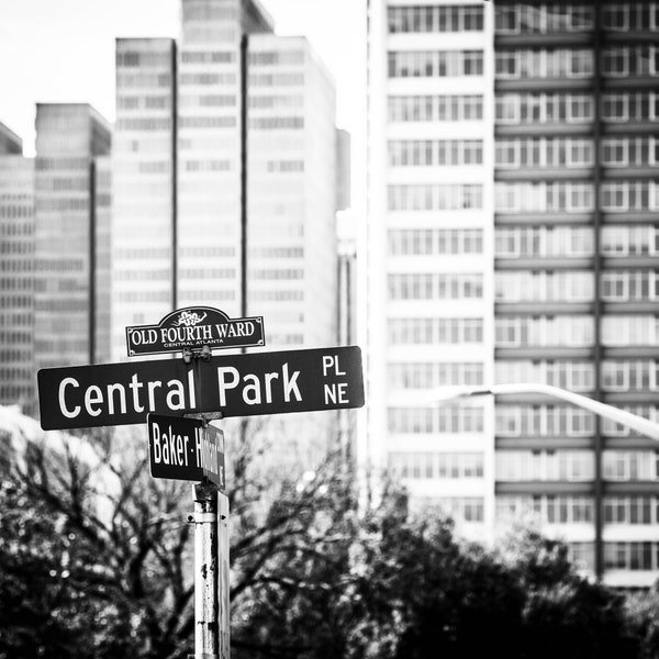 Atlanta old forth ward central park Black and white photography print