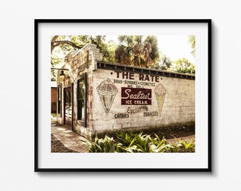 Bluffton South Carolina Landmark Print: Vintage Ice Cream Shop Wall Art