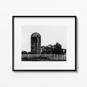 Modern farmhouse wall canvas Farmhouse wall art Barn print Country Rustic wall art Canvas print Black and white photography farm silo rural