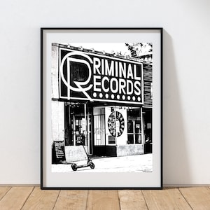 Atlanta photography black and white wall art record album vintage vinyl records musician gift policeman gift