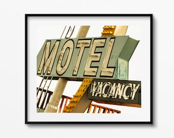 Vintage Vegas Motel Sign Print, Retro Wall Art