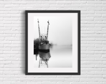 Foggy Shrimp Boat Print, Darien Georgia Coastal Wall Art
