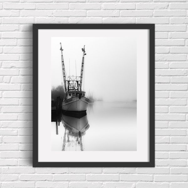 Shrimp boat Coastal wall art ocean print, nautical print boat print shrimp boat coastal wall art coastal wall decor Darien Georgia