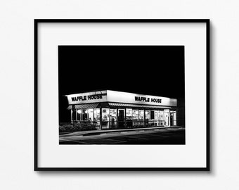 Waffle kitchen art print vintage diner vintage restaurant black and white photography foodie gift gift for foodie dad gifts Mom gift