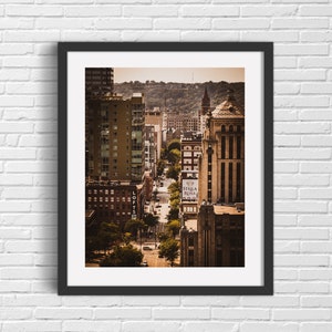 Cityscape Cincinnati color photography print Cincinnati Ohio street loft apartment vintage boho skyline