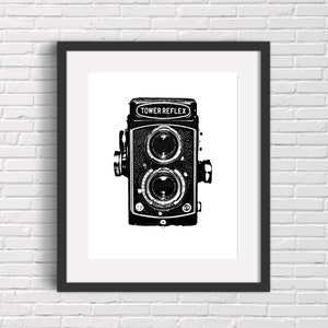 Vintage camera black and white photography print ,vintage décor, minimalist black and white wall art minimalist wall photographer gift