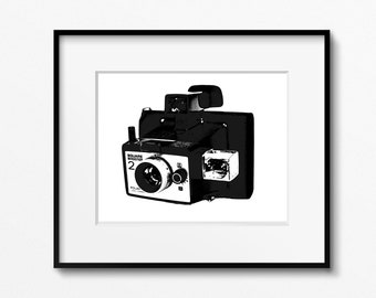 Vintage Polaroid Camera Print, Boho Industrial Wall Art