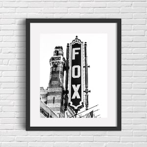 Atlanta art photography fox theater black and white photography print canvas print photography print movie room decor Atlanta print Georgia