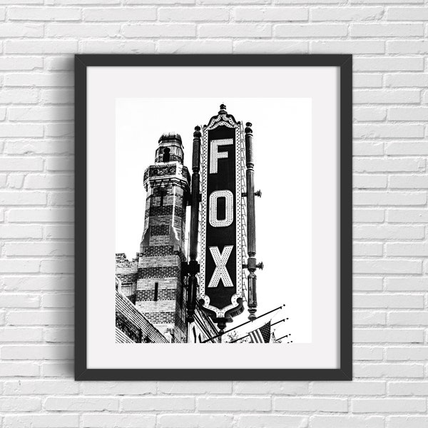 Atlanta art photography, fox theater, black and white photography print, canvas print, photography print, movie room decor