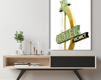 Vintage Vegas Motel Sign Art Print, Mid Century Decor