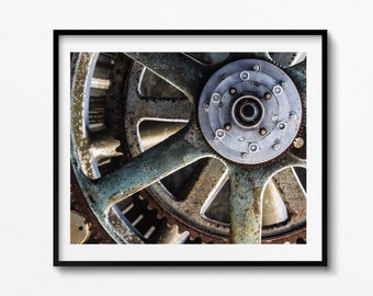 Industrial Gear Photography Print, Vintage Brewery Art