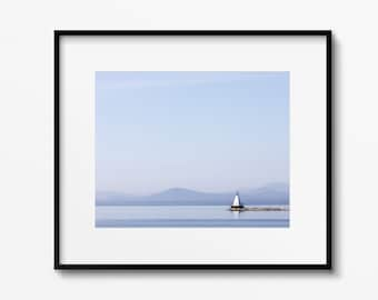 Lighthouse print Lake Champlain green mountain Ocean print lighthouse print fine art landscape print Vermont Burlington minimalist art print