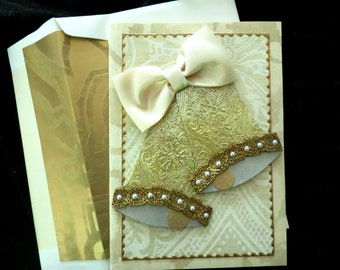 3D wedding card, wedding bells card, luxury wedding card, golden wedding bells card, fancy wedding card