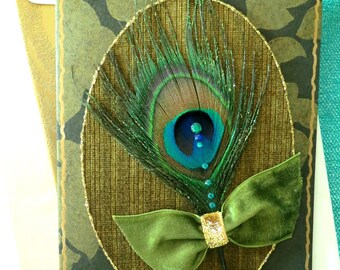 peacock symbols card, all purpose greeting card, birthday card, father's day card, man card, luxury 3d man card, 3D peacock feather card