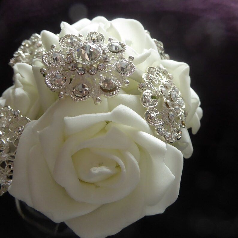 jewellery silver floral bridesmaid Bridal Brooches brooch Brooch bouquet bride wedding