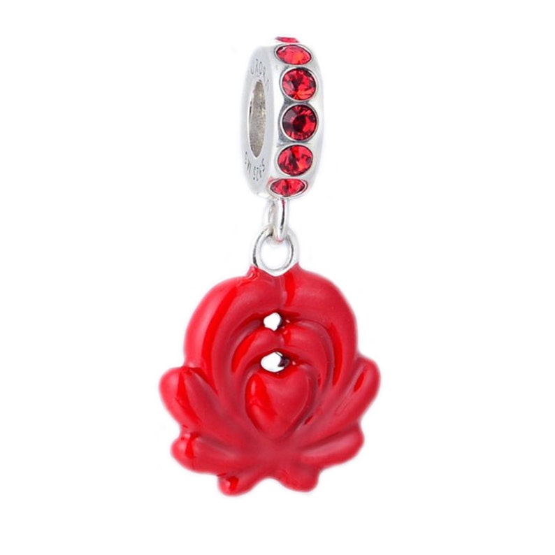 Aurora Blooming Love Red Crystals /& Enamel Heart Sterling Silver Charm Dangle S925 Love Miracle Heart Red Enamel folk art inspired charm