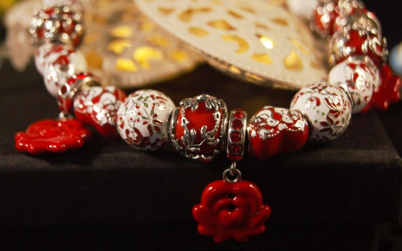 Aurora Blooming Love Red Crystals /& Enamel Heart Sterling Silver Charm Dangle S925 Love Miracle Heart Red Enamel folk art inspired charm