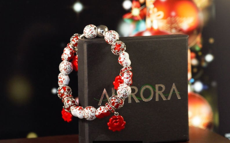 Aurora Blooming Love Red Crystals /& Enamel Heart Sterling Silver Charm Dangle S925 Love Miracle Heart Red Enamel folk art inspired charm