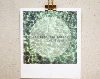 Postcard water, small art print in polaroid look, with saying