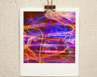 Postcard neon, small art print in Polaroid optics, with colorful long exposure