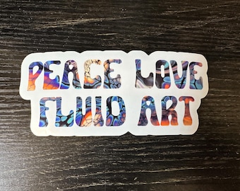 Peace Liebe Fluid Art Sticker: Abstrakte Kunst Aufkleber in 3 Größen